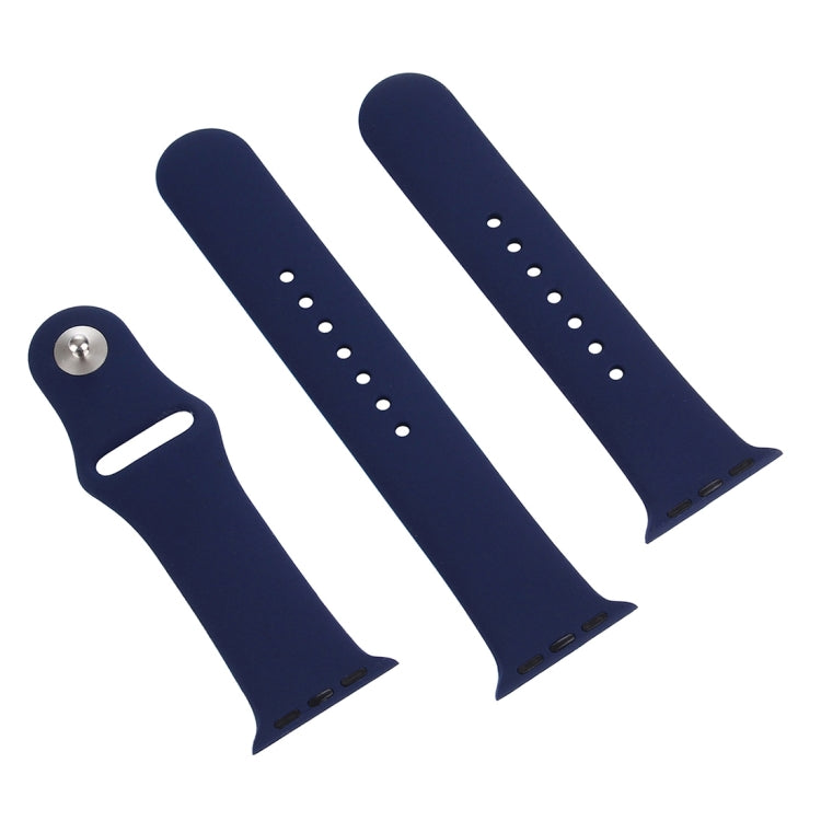 For Apple Watch Ultra 49mm & Watch Ultra 2 49mm / Series 9&8&7 45mm / SE 3&SE 2&6&SE&5&4 44mm / 3&2&1 42mm 3 in 1 Rubber Watch Band with Pin Buckle(Dark Blue) by buy2fix