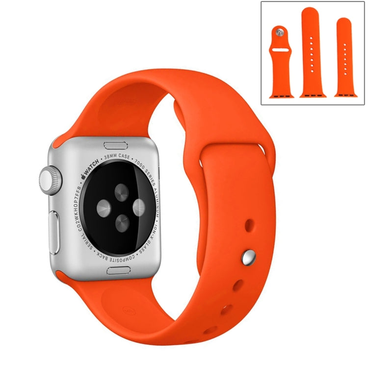 For Apple Watch Ultra 49mm & Watch Ultra 2 49mm / Series 9&8&7 45mm / SE 3&SE 2&6&SE&5&4 44mm / 3&2&1 42mm 3 in 1 Rubber Watch Band with Pin Buckle(Orange) by buy2fix