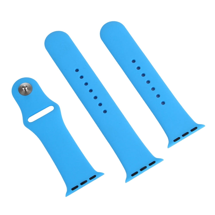 For Apple Watch Ultra 49mm & Watch Ultra 2 49mm / Series 9&8&7 45mm / SE 3&SE 2&6&SE&5&4 44mm / 3&2&1 42mm 3 in 1 Rubber Watch Band with Pin Buckle(Blue) by buy2fix