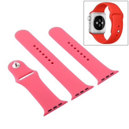 For Apple Watch Ultra 49mm & Watch Ultra 2 49mm / Series 9&8&7 45mm / SE 3&SE 2&6&SE&5&4 44mm / 3&2&1 42mm 3 in 1 Rubber Watch Band with Pin Buckle(Hibiscus Pink) by buy2fix
