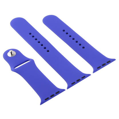 For Apple Watch Ultra 49mm & Watch Ultra 2 49mm / Series 9&8&7 45mm / SE 3&SE 2&6&SE&5&4 44mm / 3&2&1 42mm 3 in 1 Rubber Watch Band with Pin Buckle(Deep Royal Blue) by buy2fix
