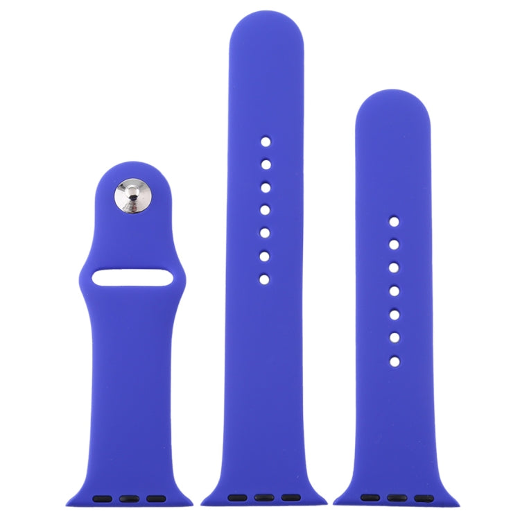 For Apple Watch Ultra 49mm & Watch Ultra 2 49mm / Series 9&8&7 45mm / SE 3&SE 2&6&SE&5&4 44mm / 3&2&1 42mm 3 in 1 Rubber Watch Band with Pin Buckle(Deep Royal Blue) by buy2fix