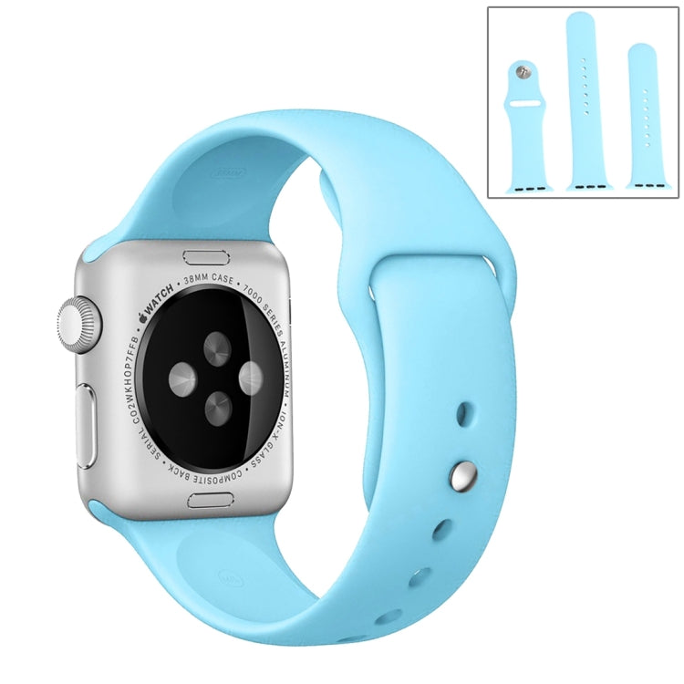 For Apple Watch Ultra 49mm & Watch Ultra 2 49mm / Series 9&8&7 45mm / SE 3&SE 2&6&SE&5&4 44mm / 3&2&1 42mm 3 in 1 Rubber Watch Band with Pin Buckle(Baby Blue) by buy2fix