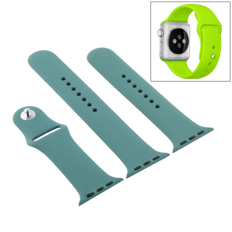 For Apple Watch Ultra 49mm & Watch Ultra 2 49mm / Series 9&8&7 45mm / SE 3&SE 2&6&SE&5&4 44mm / 3&2&1 42mm 3 in 1 Rubber Watch Band with Pin Buckle(Cactus) by buy2fix
