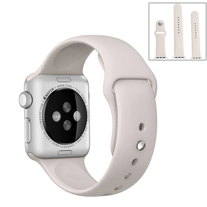 For Apple Watch Ultra 49mm & Watch Ultra 2 49mm / Series 9&8&7 45mm / SE 3&SE 2&6&SE&5&4 44mm / 3&2&1 42mm 3 in 1 Rubber Watch Band with Pin(Beige) Buckle by buy2fix