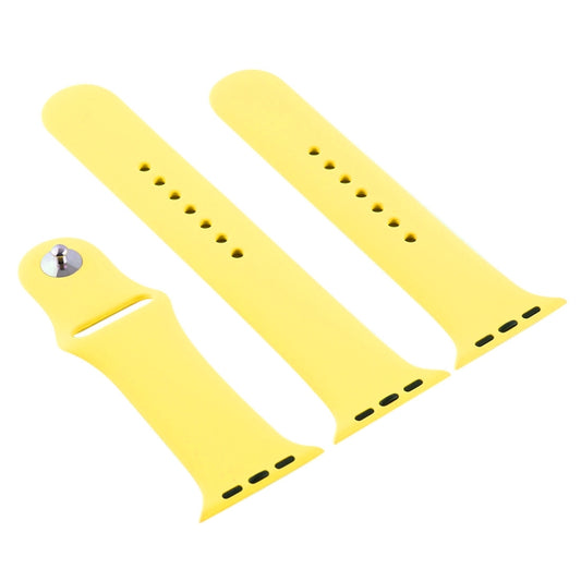 For Apple Watch Ultra 49mm & Watch Ultra 2 49mm / Series 9&8&7 45mm / SE 3&SE 2&6&SE&5&4 44mm / 3&2&1 42mm 3 in 1 Rubber Watch Band with Pin Buckle (Shiny Yellow) by buy2fix