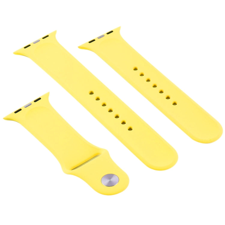 For Apple Watch Ultra 49mm & Watch Ultra 2 49mm / Series 9&8&7 45mm / SE 3&SE 2&6&SE&5&4 44mm / 3&2&1 42mm 3 in 1 Rubber Watch Band with Pin Buckle (Shiny Yellow) by buy2fix