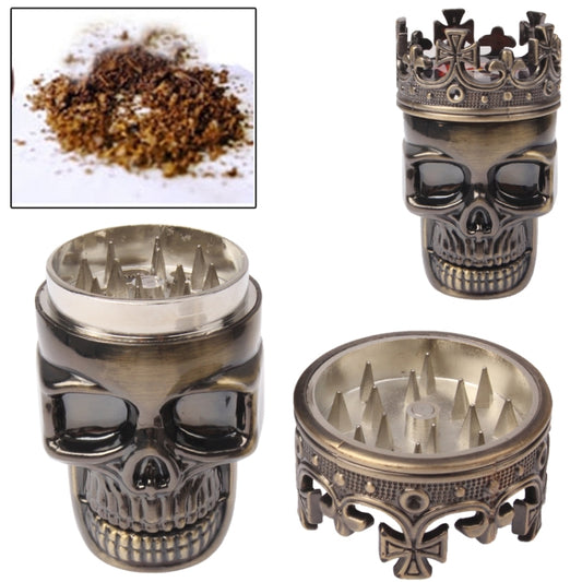 Skull King Style Zinc Alloy Double Layers Herb Tobacco Cigarette Grinder (Bronze) - Cigarette Box & Ashtrays by buy2fix | Online Shopping UK | buy2fix