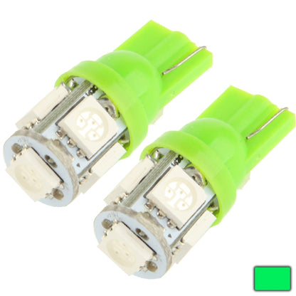 T10 Green 5 LED 5050 SMD Car Signal Light Bulb (Pair)(Green) - Clearance Lights by buy2fix | Online Shopping UK | buy2fix