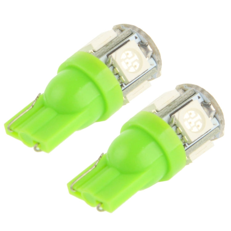 T10 Green 5 LED 5050 SMD Car Signal Light Bulb (Pair)(Green) - Clearance Lights by buy2fix | Online Shopping UK | buy2fix