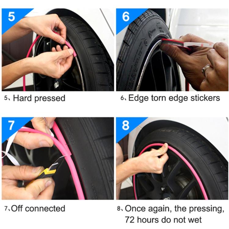 Universal Decorative Scratchproof Stickup 8M Flexible Car Wheel Hub TRIM Mouldings Decoration Strip(Yellow) by buy2fix