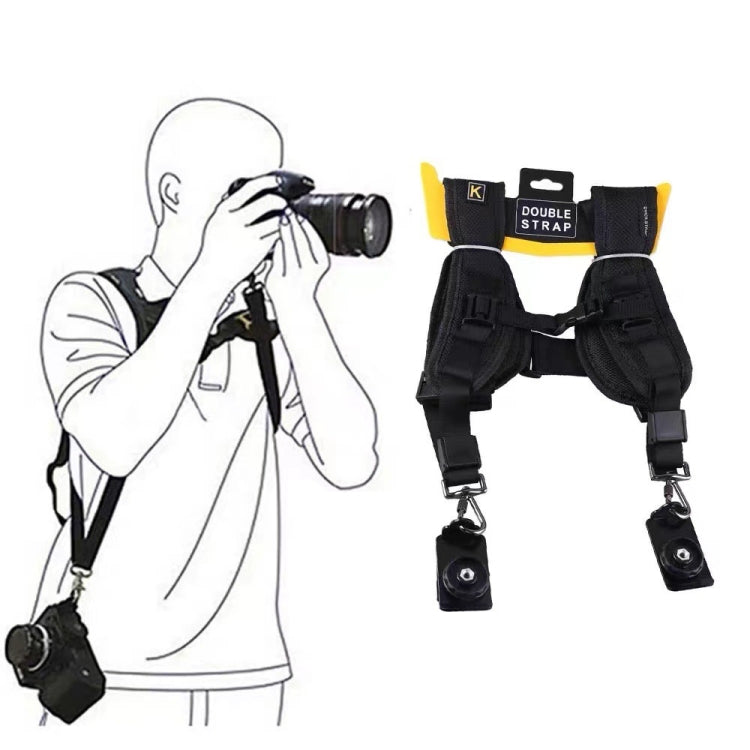 Safe & Fast Quick Double Shoulder Belt Strap for 2 Cameras DSLR (QS-B 1/4(Black) by buy2fix