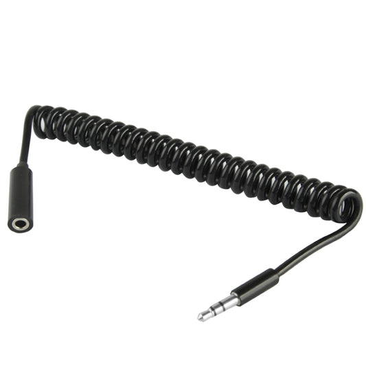 Spring Coiled 3.5mm Male to Female Aux Cable, Compatible with Phones, Tablets, Headphones, MP3 Player, Car/Home Stereo & More, Length: 20cm up to 80cm(Black) by buy2fix