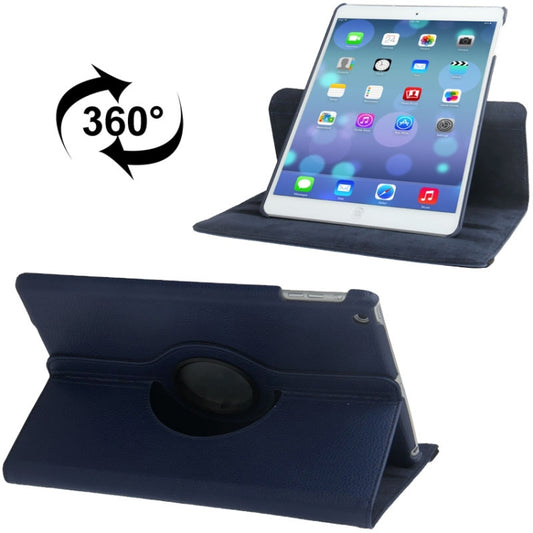 Litchi Texture 360 Degrees Rotation Leather Tablet Case with Holder for iPad Air / Air 2 / iPad 9.7 2017 / iPad 9.7 2018(Dark Blue) by buy2fix