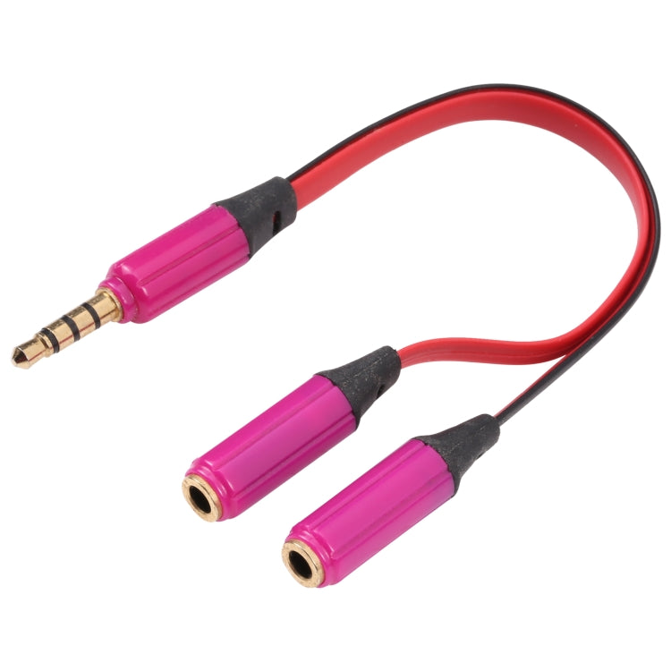 Noodle Style Aux Audio Cable 3.5mm Male to 2 x Female Splitter Connector, Compatible with Phones, Tablets, Headphones, MP3 Player, Car/Home Stereo & More(Magenta) - Cable & Splitter by buy2fix | Online Shopping UK | buy2fix