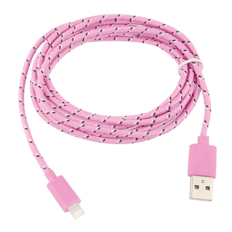 3m Nylon Netting Style USB Data Transfer Charging Cable for iPhone, iPad(Pink) - Normal Style Cable by buy2fix | Online Shopping UK | buy2fix