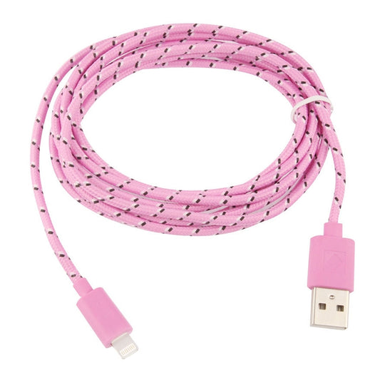 3m Nylon Netting Style USB Data Transfer Charging Cable for iPhone, iPad(Pink) by buy2fix