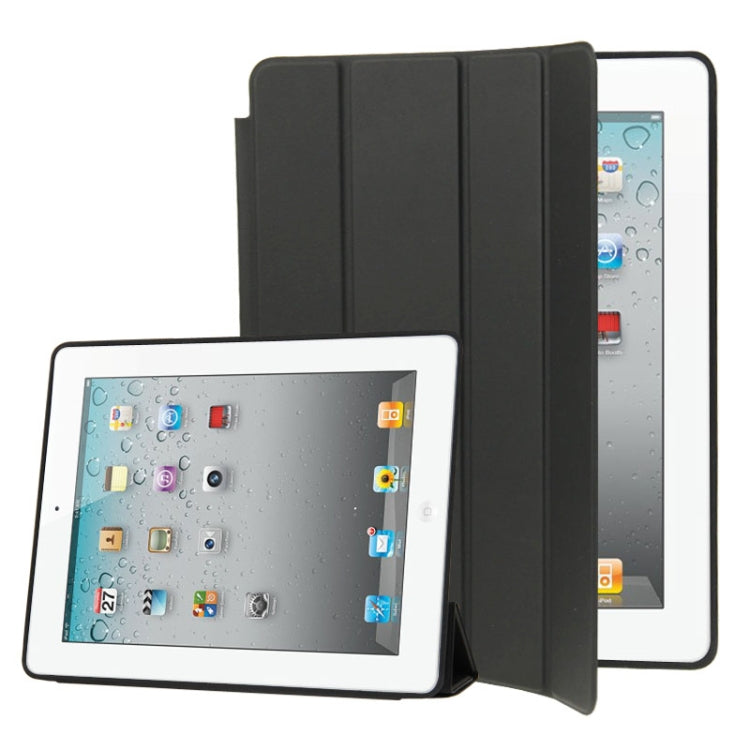 4-folding Slim Smart Cover Leather Case with Holder & Sleep / Wake-up Function for iPad 4 / New iPad (iPad 3) / iPad 2(Black) - iPad 4 & 3 & 2 Cases by buy2fix | Online Shopping UK | buy2fix