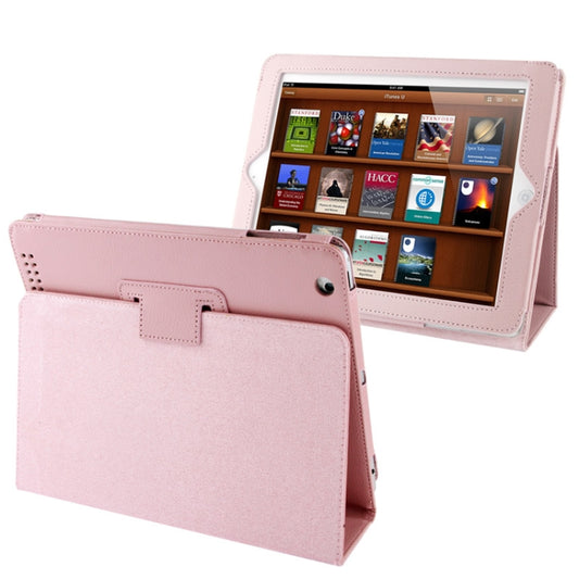 High Quality Litchi Texture Folding Leather with Sleep / Wake-up & Holder Function for iPad 2 / iPad 3 / iPad 4(Pink) by buy2fix