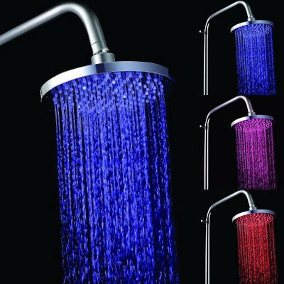 Round Temperature Sensor 3-Color (Blue / Pink / Red) LED Shower Head(Silver) - Shower Head by buy2fix | Online Shopping UK | buy2fix