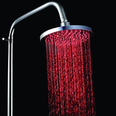 Round Temperature Sensor 3-Color (Blue / Pink / Red) LED Shower Head(Silver) - Shower Head by buy2fix | Online Shopping UK | buy2fix