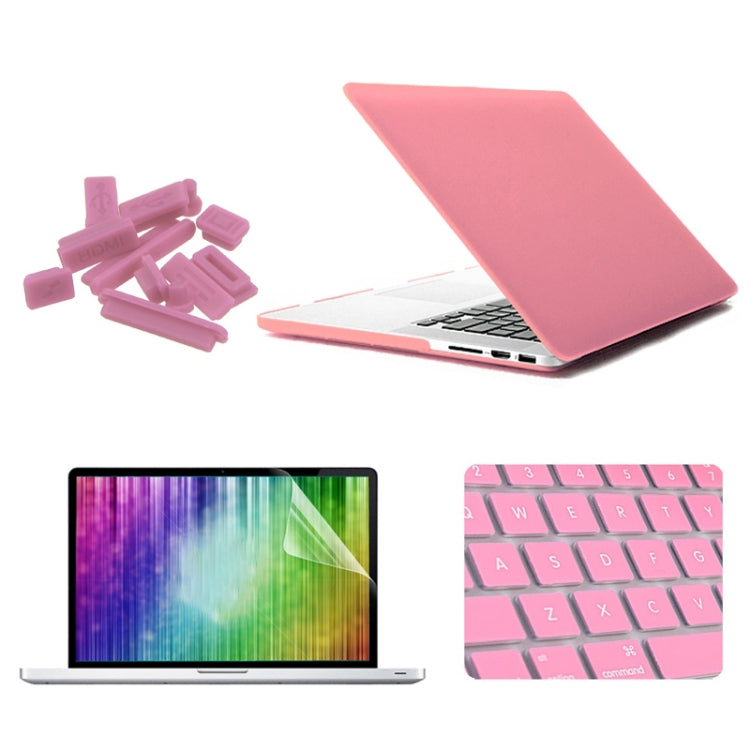 ENKAY for MacBook Pro Retina 13.3 inch (US Version) / A1425 / A1502 4 in 1 Frosted Hard Shell Plastic Protective Case with Screen Protector & Keyboard Guard & Anti-dust Plugs(Pink) - MacBook Pro Cases by ENKAY | Online Shopping UK | buy2fix