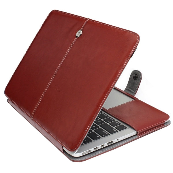 Notebook Leather Case with Snap Fastener for 15.4 inch MacBook Pro Retina(Brown) - MacBook Pro Cases by buy2fix | Online Shopping UK | buy2fix