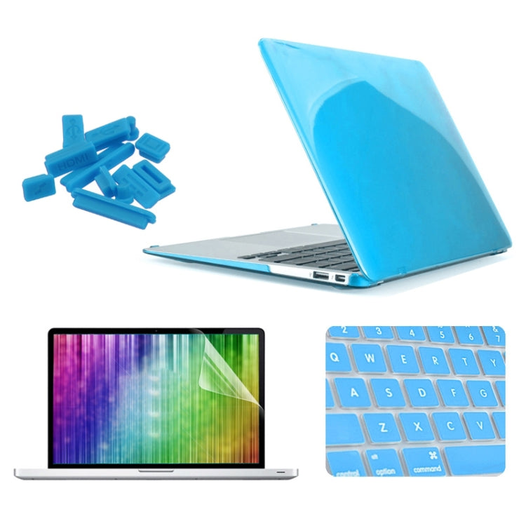 ENKAY for MacBook Air 11.6 inch (US Version) / A1370 / A1465 4 in 1 Crystal Hard Shell Plastic Protective Case with Screen Protector & Keyboard Guard & Anti-dust Plugs(Blue) - MacBook Air Cases by ENKAY | Online Shopping UK | buy2fix