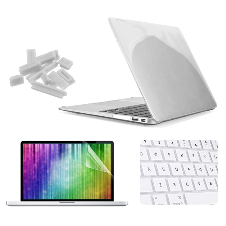 ENKAY for MacBook Air 11.6 inch (US Version) / A1370 / A1465 4 in 1 Crystal Hard Shell Plastic Protective Case with Screen Protector & Keyboard Guard & Anti-dust Plugs(White) - MacBook Air Cases by ENKAY | Online Shopping UK | buy2fix