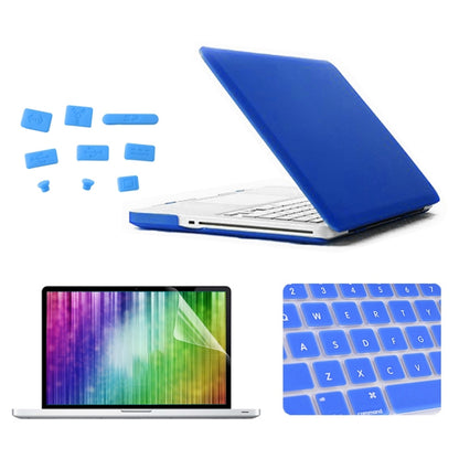 ENKAY for MacBook Pro 15.4 inch (US Version) / A1286 4 in 1 Frosted Hard Shell Plastic Protective Case with Screen Protector & Keyboard Guard & Anti-dust Plugs(Dark Blue) - MacBook Pro Cases by ENKAY | Online Shopping UK | buy2fix