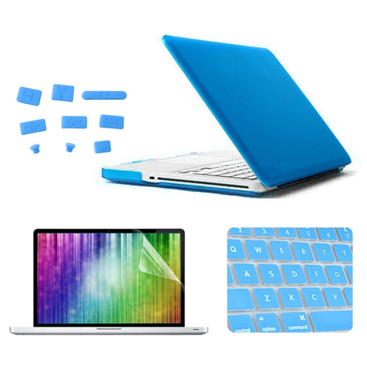 ENKAY for MacBook Pro 15.4 inch (US Version) / A1286 4 in 1 Frosted Hard Shell Plastic Protective Case with Screen Protector & Keyboard Guard & Anti-dust Plugs(Blue) - MacBook Pro Cases by ENKAY | Online Shopping UK | buy2fix