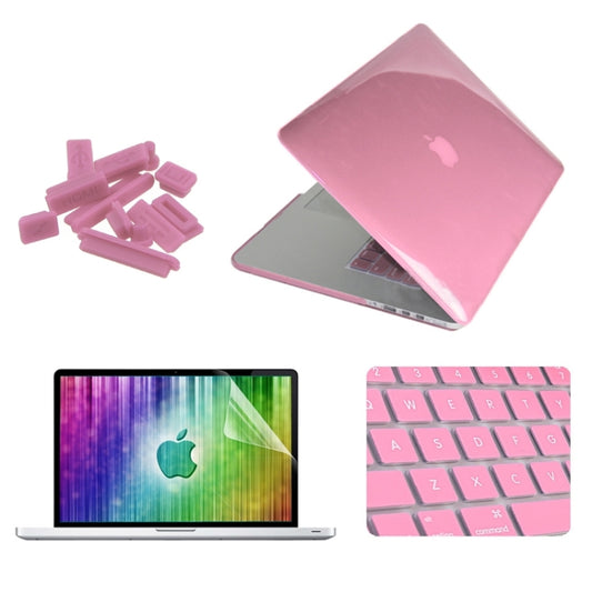 ENKAY for MacBook Pro Retina 13.3 inch (US Version) / A1425 / A1502 4 in 1 Crystal Hard Shell Plastic Protective Case with Screen Protector & Keyboard Guard & Anti-dust Plugs(Pink) - MacBook Pro Cases by ENKAY | Online Shopping UK | buy2fix