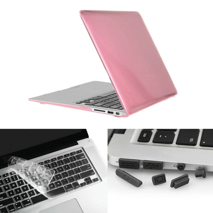 ENKAY for Macbook Air 13.3 inch (US Version) / A1369 / A1466 Hat-Prince 3 in 1 Crystal Hard Shell Plastic Protective Case with Keyboard Guard & Port Dust Plug(Pink) - MacBook Air Cases by ENKAY | Online Shopping UK | buy2fix