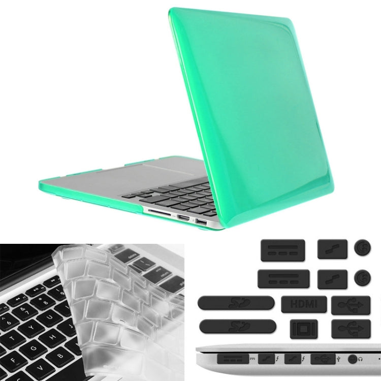 ENKAY for Macbook Pro Retina 13.3 inch (US Version) / A1425 / A1502 Hat-Prince 3 in 1 Crystal Hard Shell Plastic Protective Case with Keyboard Guard & Port Dust Plug(Green) - MacBook Pro Cases by ENKAY | Online Shopping UK | buy2fix