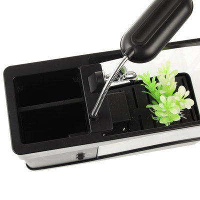 USB Desktop Aquarium Mini Fish Tank with Running Water and 6 LED Light, LCD Clock Display with Calendar, Time and Alarm (Holds 1.5 Quarts of Water)(Black) - Fish Tanks & Accessories by buy2fix | Online Shopping UK | buy2fix