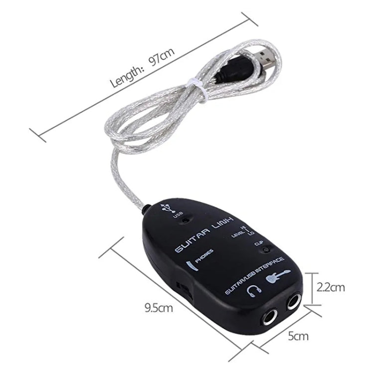 USB Interface Guitar Link Cable PC / MAC Recording(Black) - String Instrument Accessories by buy2fix | Online Shopping UK | buy2fix