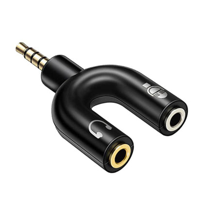 3.5mm Stereo Male to 3.5mm Headphone & Mic Female Splitter Adapter(Black) by buy2fix