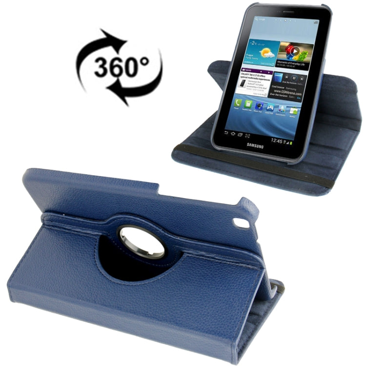 360 Degree Rotation Litchi Texture Leather Case with Holder for Galaxy Tab 3 (8.0) / T3110 / T3100 / T315(Dark Blue) by buy2fix