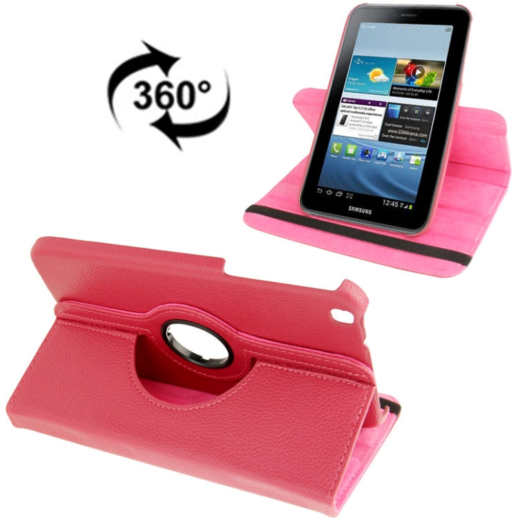 360 Degree Rotation Litchi Texture Leather Case with Holder for Galaxy Tab 3 (8.0) / T3110 / T3100 / T315(Magenta) by buy2fix