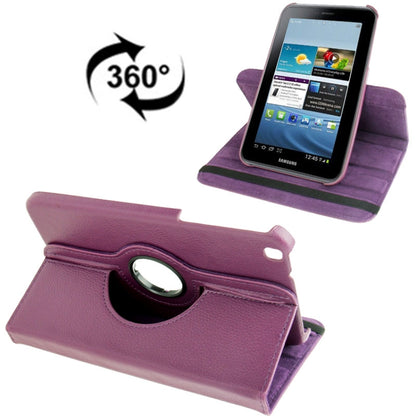 360 Degree Rotation Litchi Texture Leather Case with Holder for Galaxy Tab 3 (8.0) / T3110 / T3100 / T315(Purple) by buy2fix