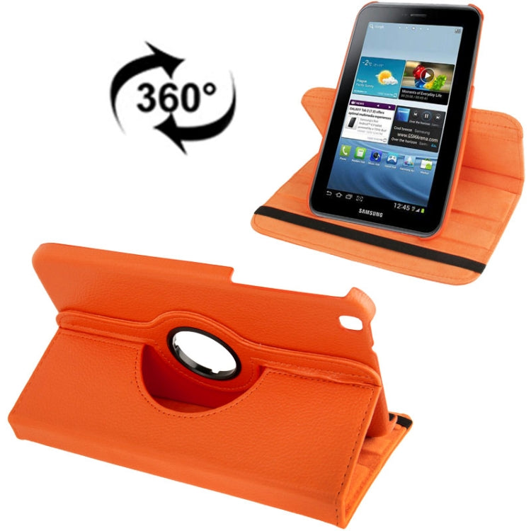 360 Degree Rotation Litchi Texture Leather Case with Holder for Galaxy Tab 3 (8.0) / T3110 / T3100 / T315(Orange) by buy2fix