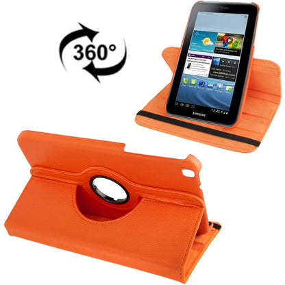 360 Degree Rotation Litchi Texture Leather Case with Holder for Galaxy Tab 3 (8.0) / T3110 / T3100 / T315(Orange) by buy2fix