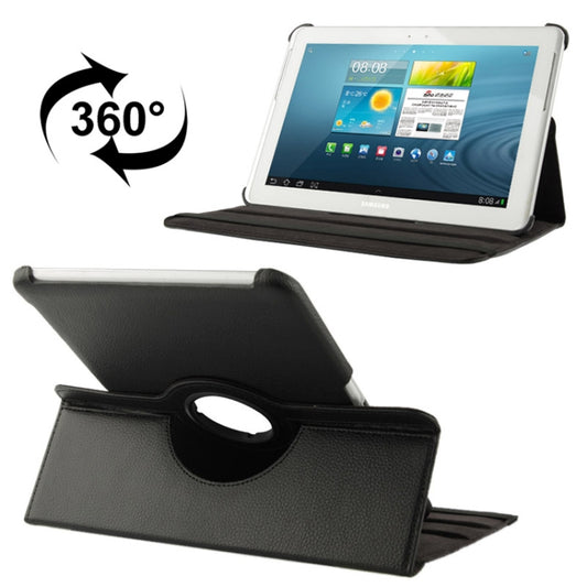 360 Degree Rotatable Litchi Texture Leather Case with Holder for Galaxy Tab 2 (10.1) / P5100(Black) by buy2fix