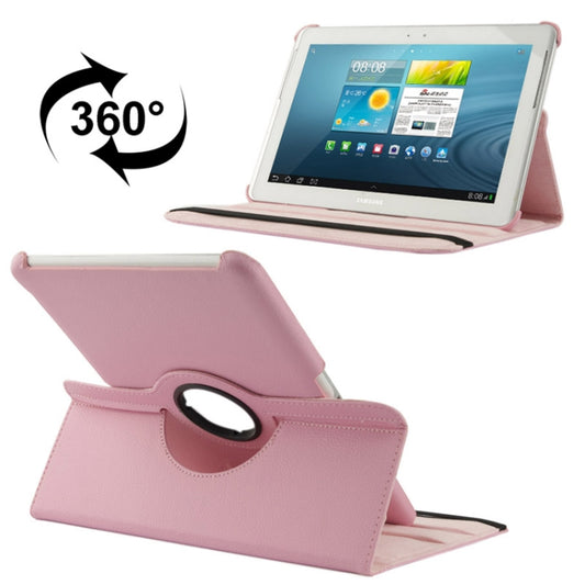 360 Degree Rotatable Litchi Texture Leather Case with Holder for Galaxy Tab 2 (10.1) / P5100(Pink) - Other Galaxy Tab PC by buy2fix | Online Shopping UK | buy2fix