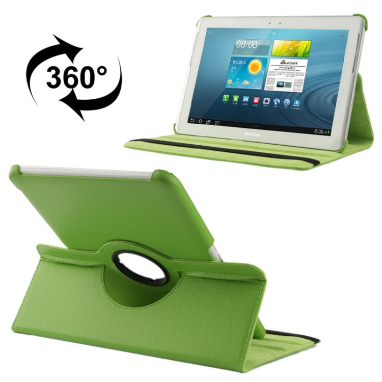 360 Degree Rotatable Litchi Texture Leather Case with Holder for Galaxy Tab 2 (10.1) / P5100(Green) by buy2fix