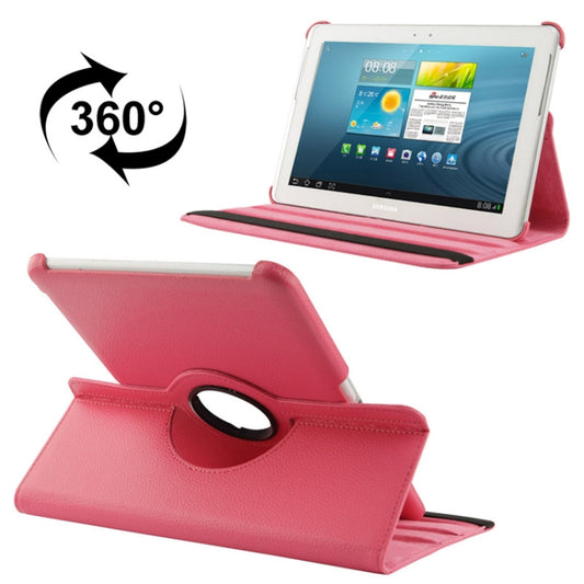 360 Degree Rotatable Litchi Texture Leather Case with Holder for Galaxy Tab 2 (10.1) / P5100(Magenta) by buy2fix