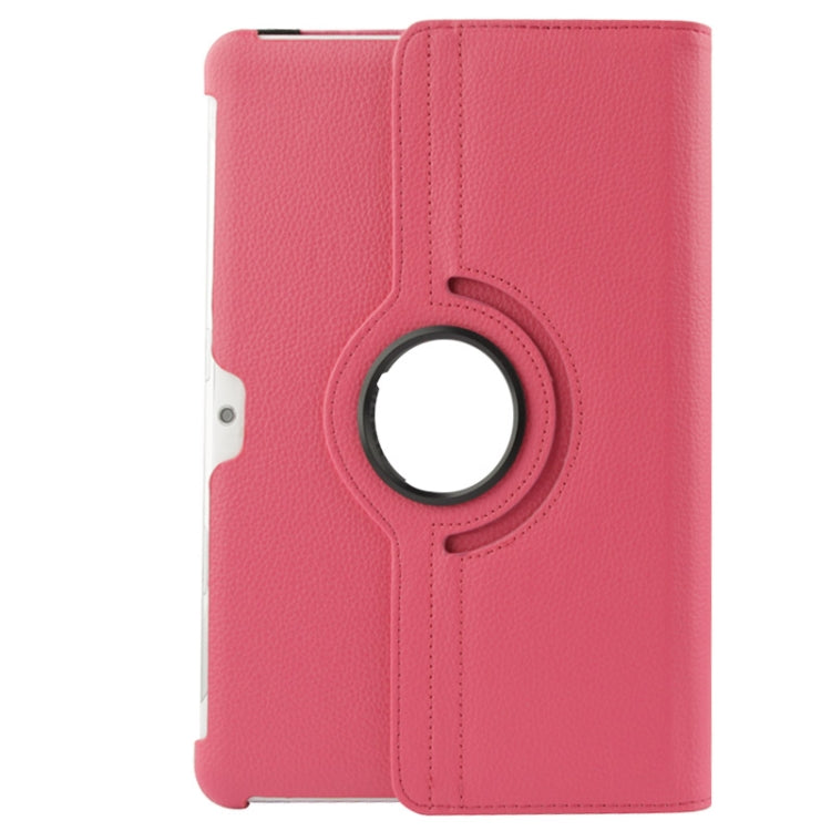 360 Degree Rotatable Litchi Texture Leather Case with Holder for Galaxy Tab 2 (10.1) / P5100(Magenta) by buy2fix