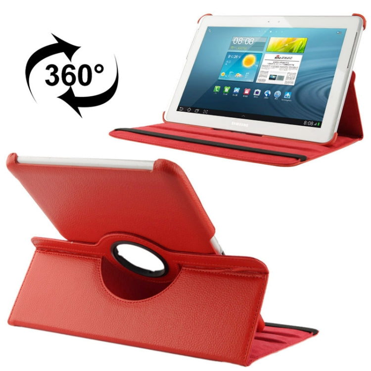 360 Degree Rotatable Litchi Texture Leather Case with Holder for Galaxy Tab 2 (10.1) / P5100(Red) by buy2fix