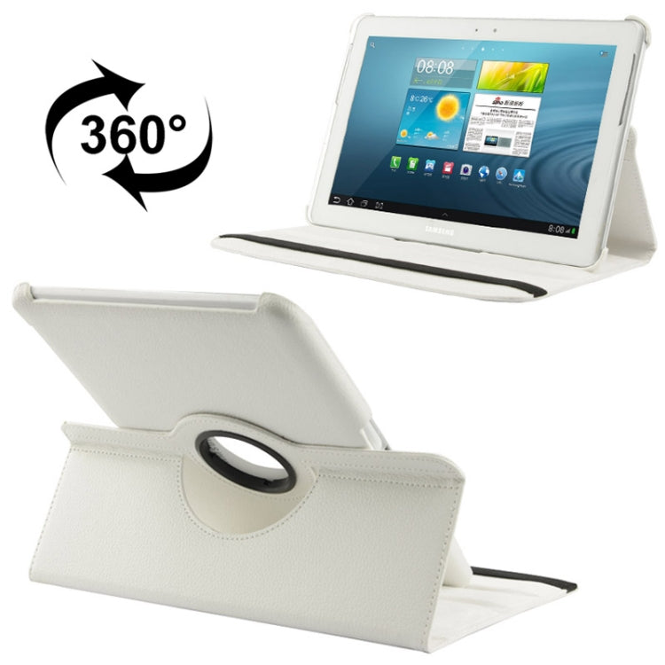 360 Degree Rotatable Litchi Texture Leather Case with Holder for Galaxy Tab 2 (10.1) / P5100(White) by buy2fix