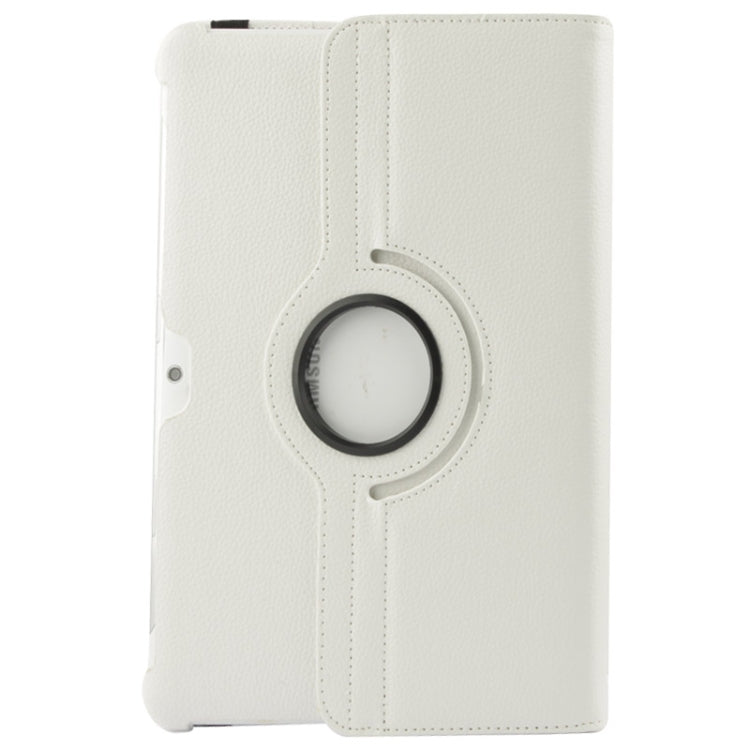 360 Degree Rotatable Litchi Texture Leather Case with Holder for Galaxy Tab 2 (10.1) / P5100(White) by buy2fix
